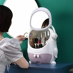 Cosmetic Organizer With LED Light Mirror