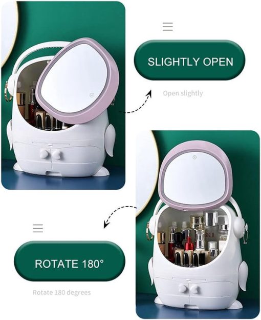 Cosmetic Organizer With LED Light Mirror