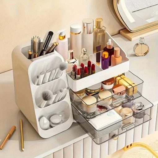 Luxury Cosmetic Box With Makeup Brush Organizer