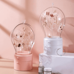 Minimal Makeup and Jewelry Storage With LED Bulb