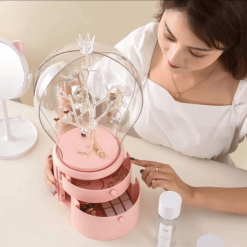 Minimal Makeup and Jewelry Storage With LED Bulb