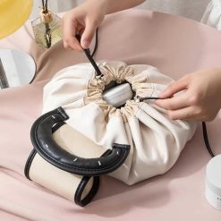 Smooth Makeup Handbag With Tightening Cord
