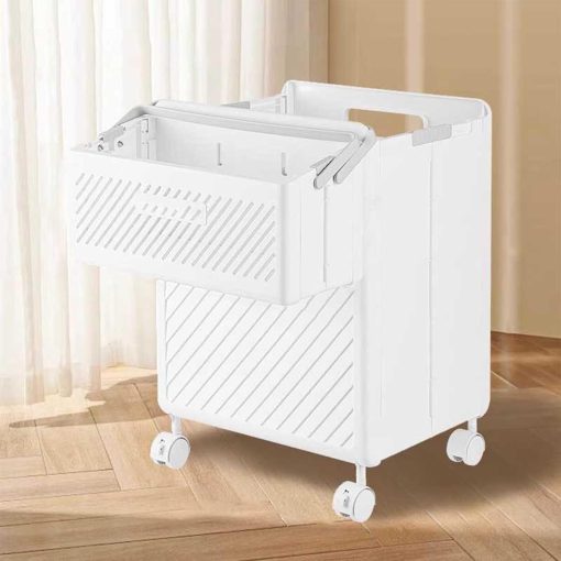 Double Laundry Baskets with Wheels and Handle