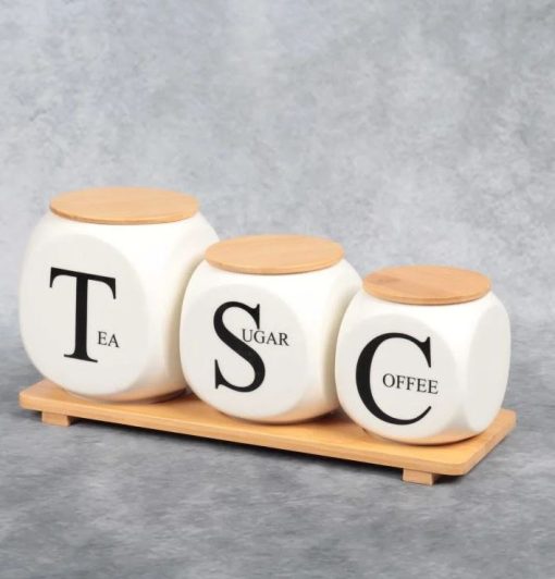 Modern Design Sugar Tea and Coffee Jar Set