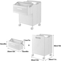 Double Laundry Baskets with Wheels and Handle