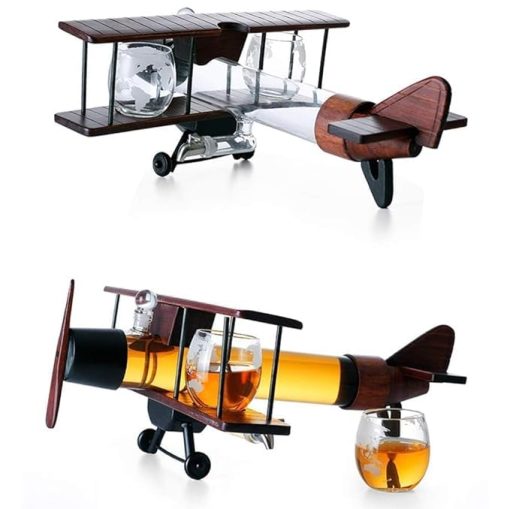 Aircraft Drinking Vessel With 2 Cups Plane Shepe Borosilicate Glass Drink Dispenser