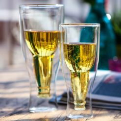 Inverted Double Glass Bottle Shape Beer Mug Glass