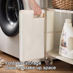 Double Laundry Baskets with Wheels and Handle