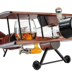 Aircraft Drinking Vessel With 2 Cups Plane Shepe Borosilicate Glass Drink Dispenser