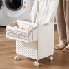 Double Laundry Baskets with Wheels and Handle