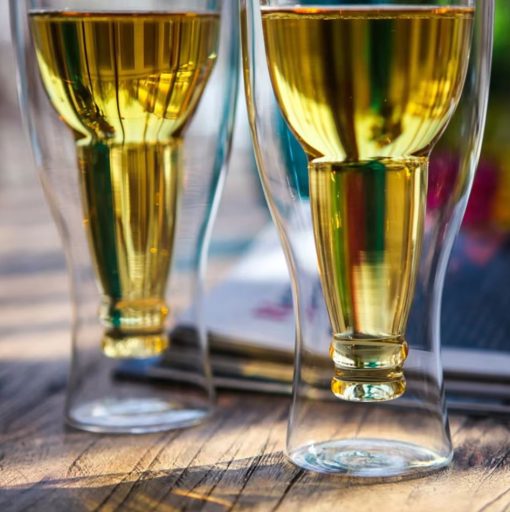 Inverted Double Glass Bottle Shape Beer Mug Glass