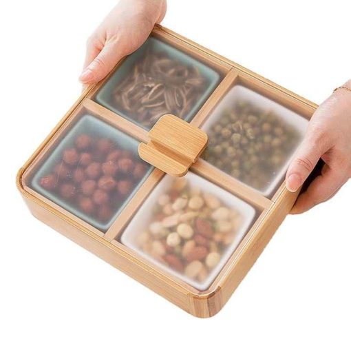 Bamboo Candy Storage Box Table Organizers Nuts Box - 1 Pcs - Image 4