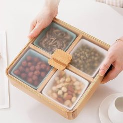 Bamboo Candy Storage Box Table Organizers Nuts Box - 1 Pcs