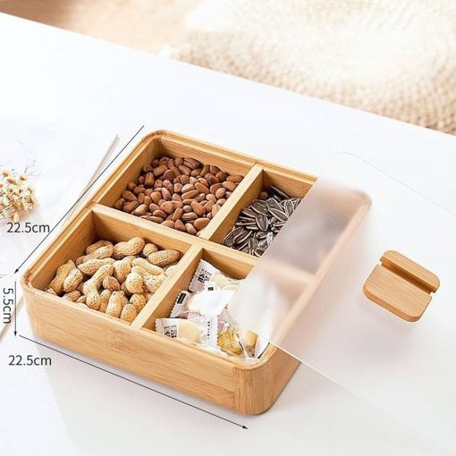 Bamboo Candy Storage Box Table Organizers Nuts Box - 1 Pcs - Image 2