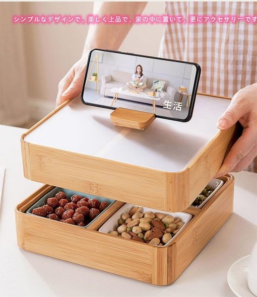 Bamboo Candy Storage Box Table Organizers Nuts Box - 1 Pcs - Image 3