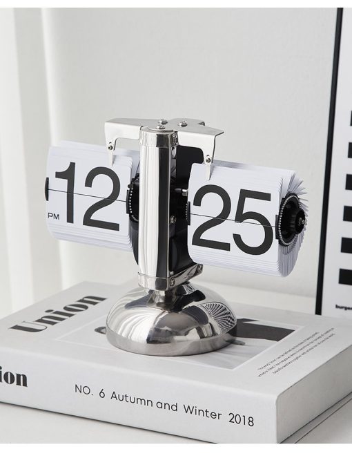 Auto Flip Calendar Flipping Clock Nordic Home Decor Figures Clocks Stainless Steel Mechanical Auto Flip Office Living Room Desk Decor - Image 3