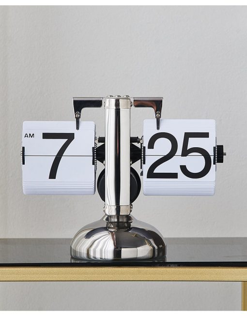 Auto Flip Calendar Flipping Clock Nordic Home Decor Figures Clocks Stainless Steel Mechanical Auto Flip Office Living Room Desk Decor - Image 2
