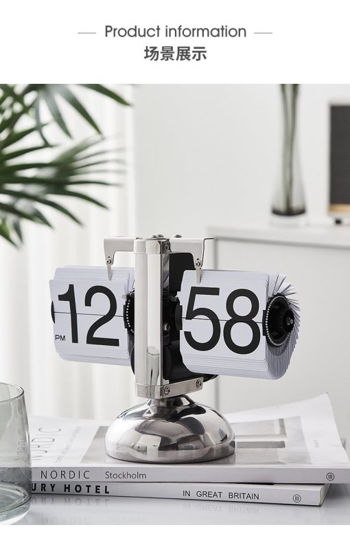 Auto Flip Calendar Flipping Clock Nordic Home Decor Figures Clocks Stainless Steel Mechanical Auto Flip Office Living Room Desk Decor - Image 6