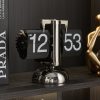 Auto Flip Calendar Flipping Clock Nordic Home Decor Figures Clocks Stainless Steel Mechanical Auto Flip Office Living Room Desk Decor