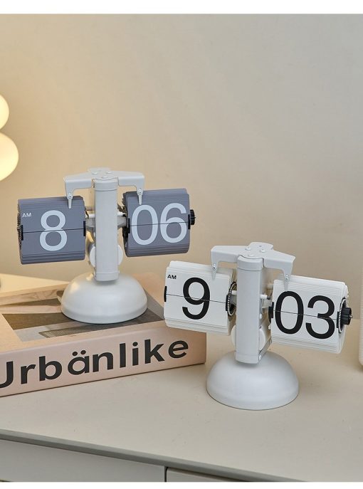 Auto Flip Calendar Flipping Clock Nordic Home Decor Figures Clocks Stainless Steel Mechanical Auto Flip Office Living Room Desk Decor - Image 5