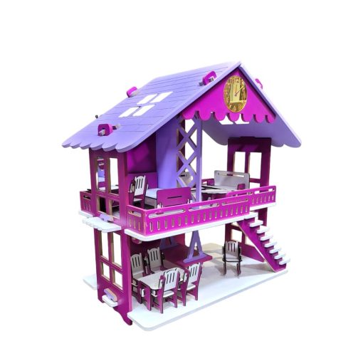 Premium Wooden Portable Dream Doll House 2 Floors With Accessories