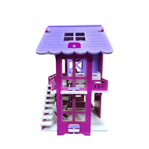 Premium Wooden Portable Dream Doll House 2 Floors With Accessories