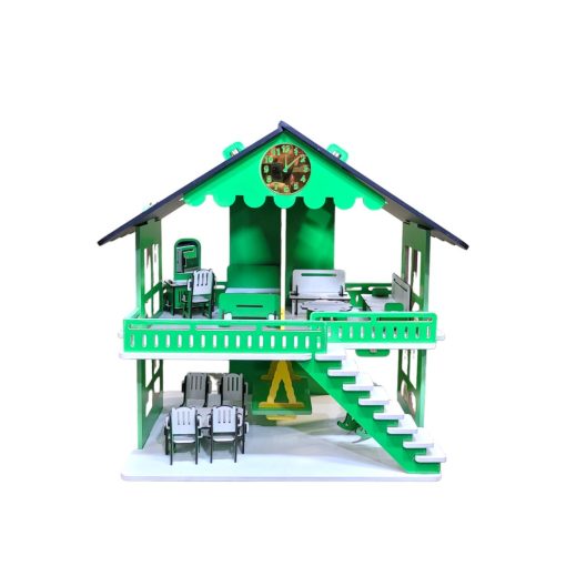 Premium Wooden Portable Dream Doll House 2 Floors With Accessories