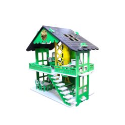 Premium Wooden Portable Dream Doll House 2 Floors With Accessories