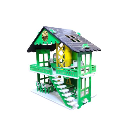 Premium Wooden Portable Dream Doll House 2 Floors With Accessories