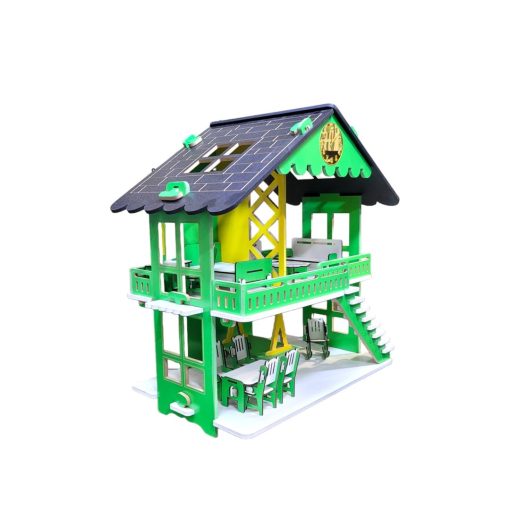 Premium Wooden Portable Dream Doll House 2 Floors With Accessories