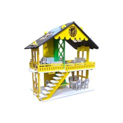 Premium Wooden Portable Dream Doll House 2 Floors With Accessories