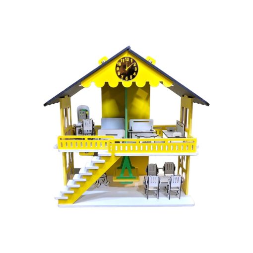Premium Wooden Portable Dream Doll House 2 Floors With Accessories