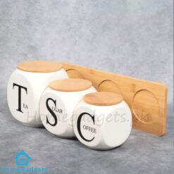 Airtight Porcelain Canister Set with Tray