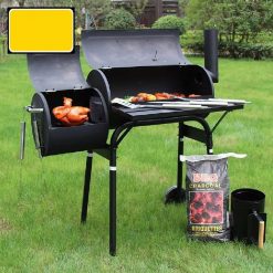 27 Inch Charcoal Barrel Grill with Offset Smoker Bbq Grill Outdoor Camping Oven