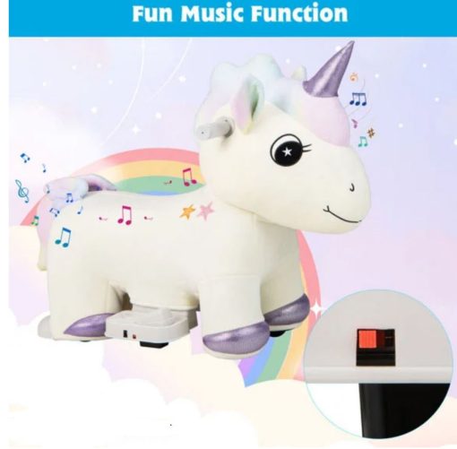 Kids Plush Rechargeable Pony Ride-Ons Car