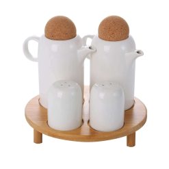 4pcs Condiments Table Serving Set With Wooden Stand