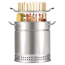 Cylinder BBQ Grill Smokeless Barbecue Grill Outdoor Portable Stainless Steel Barrel Barbecue Grill 28 BBQ Stick with Accessories