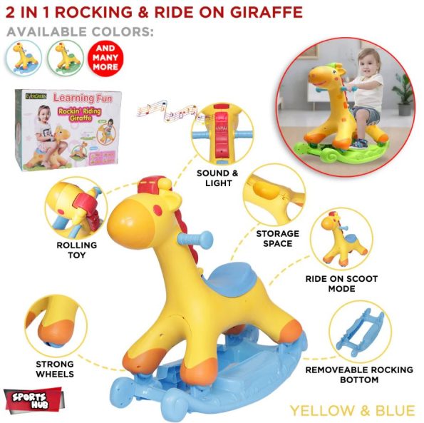 Evergreen 2 in 1 Rocker & Scoot Rocking Tunes Giraffe