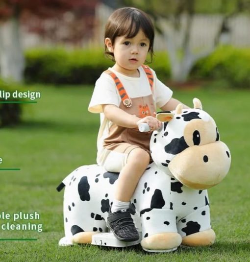 Kids Plush Rechargeable Cow Ride-Ons Car