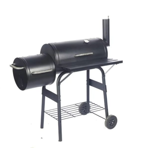 27 Inch Charcoal Barrel Grill with Offset Smoker Bbq Grill Outdoor Camping Oven