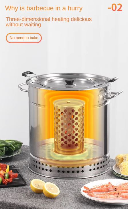 Cylinder BBQ Grill Smokeless Barbecue Grill Outdoor Portable Stainless Steel Barrel Barbecue Grill 28 BBQ Stick with Accessories 
