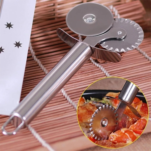 Pizza & Dough Cutter Stainless Steel Wheel Cutter Flat & Fluted - Image 5