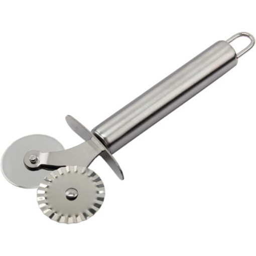 Pizza & Dough Cutter Stainless Steel Wheel Cutter Flat & Fluted - Image 2