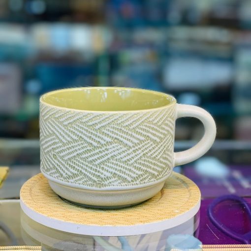 Crafted Ceramic Cup with Coaster Set of 6 - Image 4