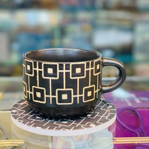 Crafted Ceramic Cup with Coaster Set of 6 - Image 2