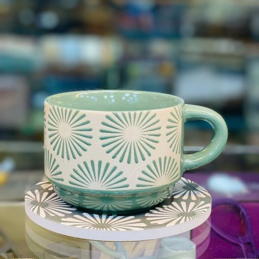 Crafted Ceramic Cup with Coaster Set of 6 - Image 5