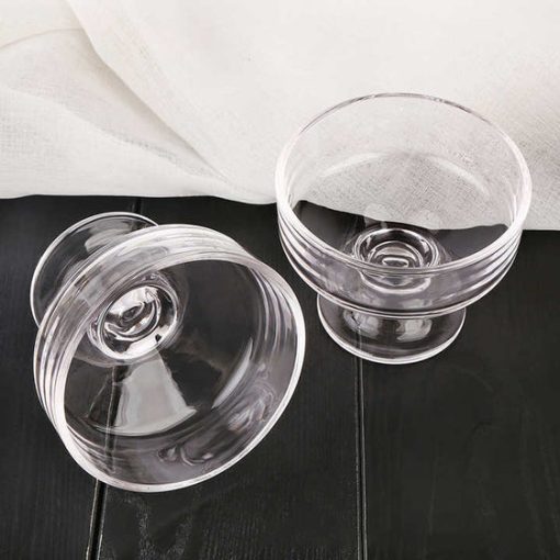 Chinese Crystal Low Footed Bowl Set of 6 - Image 3