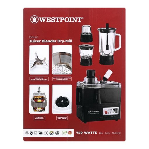 WestPoint Deluxe Juicer Blender Dry Mil, 750W WF-8824 - Image 3