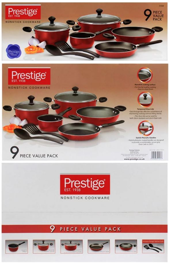 Prestige Non-Stick Value Pack Set 9 Piece - 21569 2 Prestige Non-Stick Value Pack Set 9 Piece - 21569