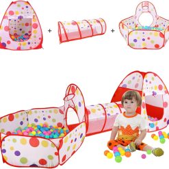 3 in 1 Kids Pop up Play Tent Crawl Tunnel Set Ball Pit Tent Playhouse Indoor Outdoor Toys